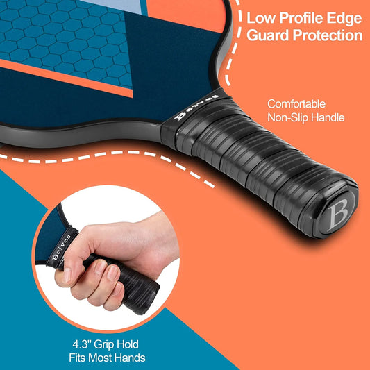 Fiberglass Pickleball Paddle Set - 4-Player Kit with 4 Pickle Balls & Portable Carry Bag - Lightweight Design for Indoor/Outdoor Play (Beginner to Advanced)