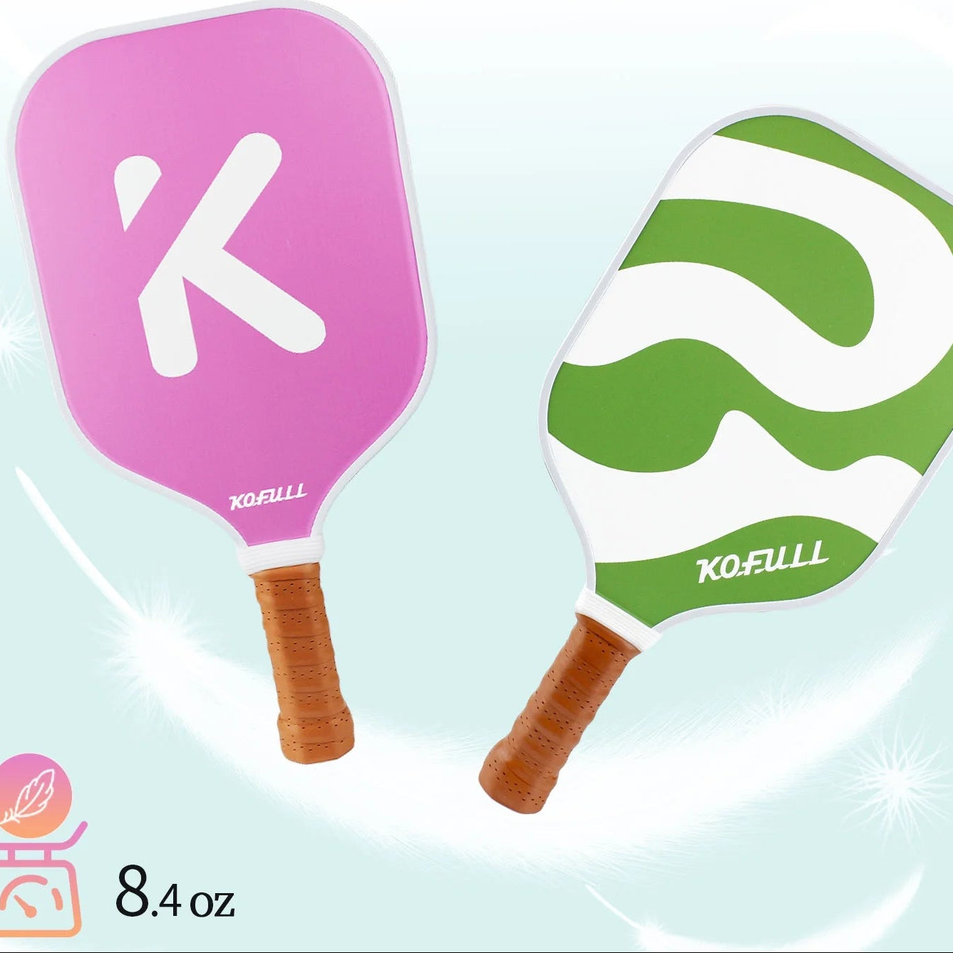 Pickleball Paddles Pickleball Rackets Set Lightweight Fiberglass Surface&Honeycomb Core Pickleball Set Pink and Green Gifts for Women Girls Beginners