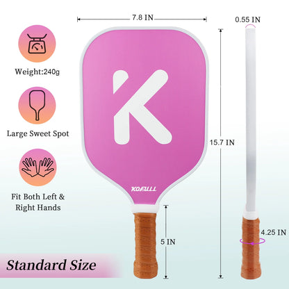 Pickleball Paddles Pickleball Rackets Set Lightweight Fiberglass Surface&Honeycomb Core Pickleball Set Pink and Green Gifts for Women Girls Beginners