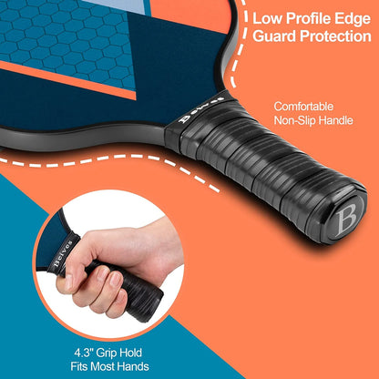 Fiberglass Pickleball Paddle Set - 4-Player Kit with 4 Pickle Balls & Portable Carry Bag - Lightweight Design for Indoor/Outdoor Play (Beginner to Advanced)