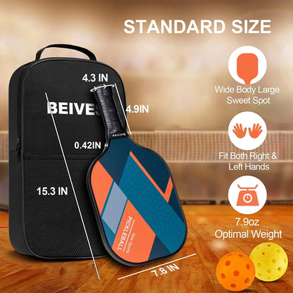 Fiberglass Pickleball Paddle Set - 4-Player Kit with 4 Pickle Balls & Portable Carry Bag - Lightweight Design for Indoor/Outdoor Play (Beginner to Advanced)