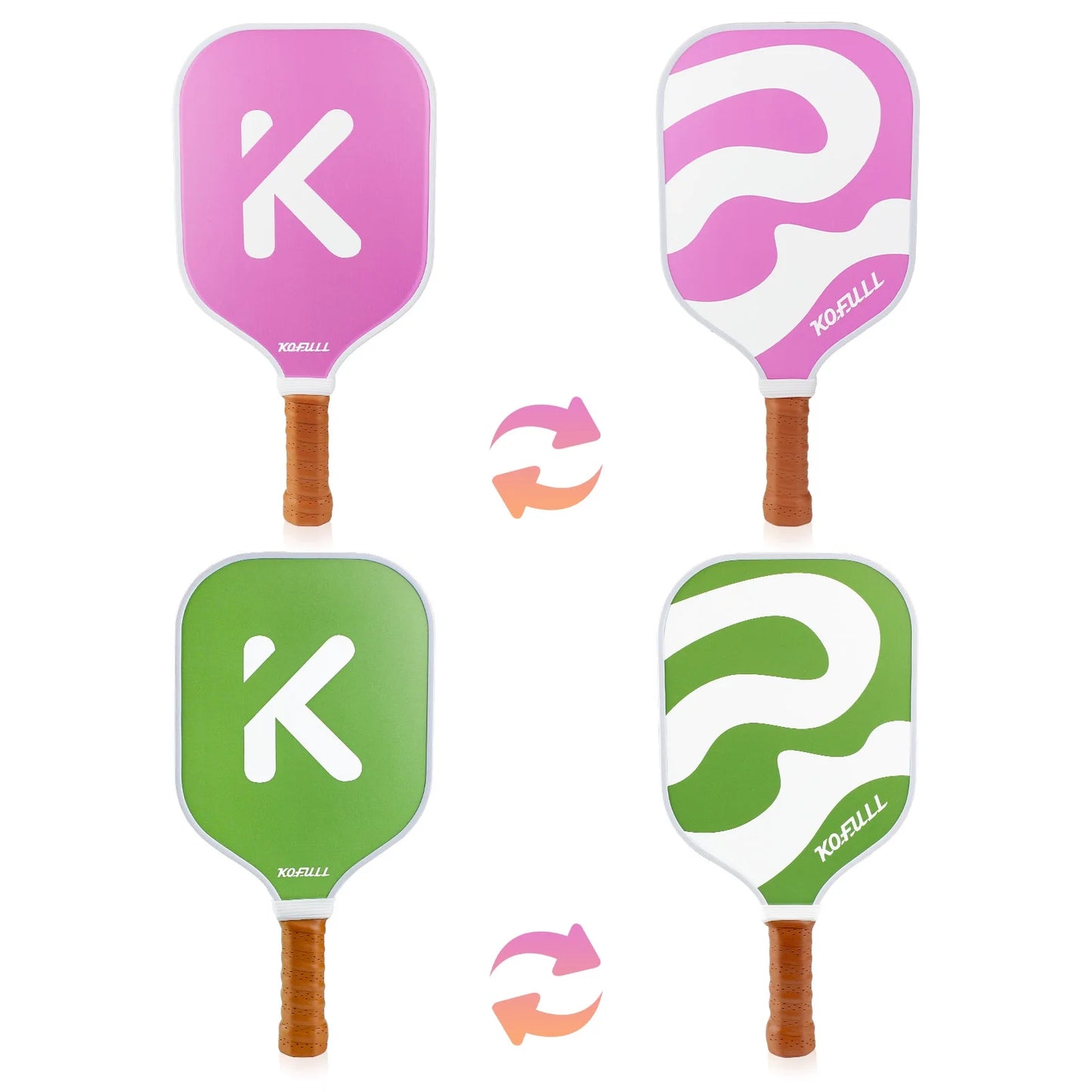 Pickleball Paddles Pickleball Rackets Set Lightweight Fiberglass Surface&Honeycomb Core Pickleball Set Pink and Green Gifts for Women Girls Beginners